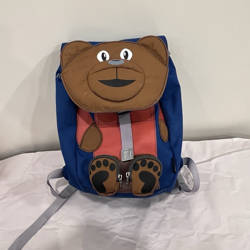 LL BEAN Kids Teddy Bear Backpack Blue Daycare Pre-K‎ Camp Toddler Boy Girl, EUC